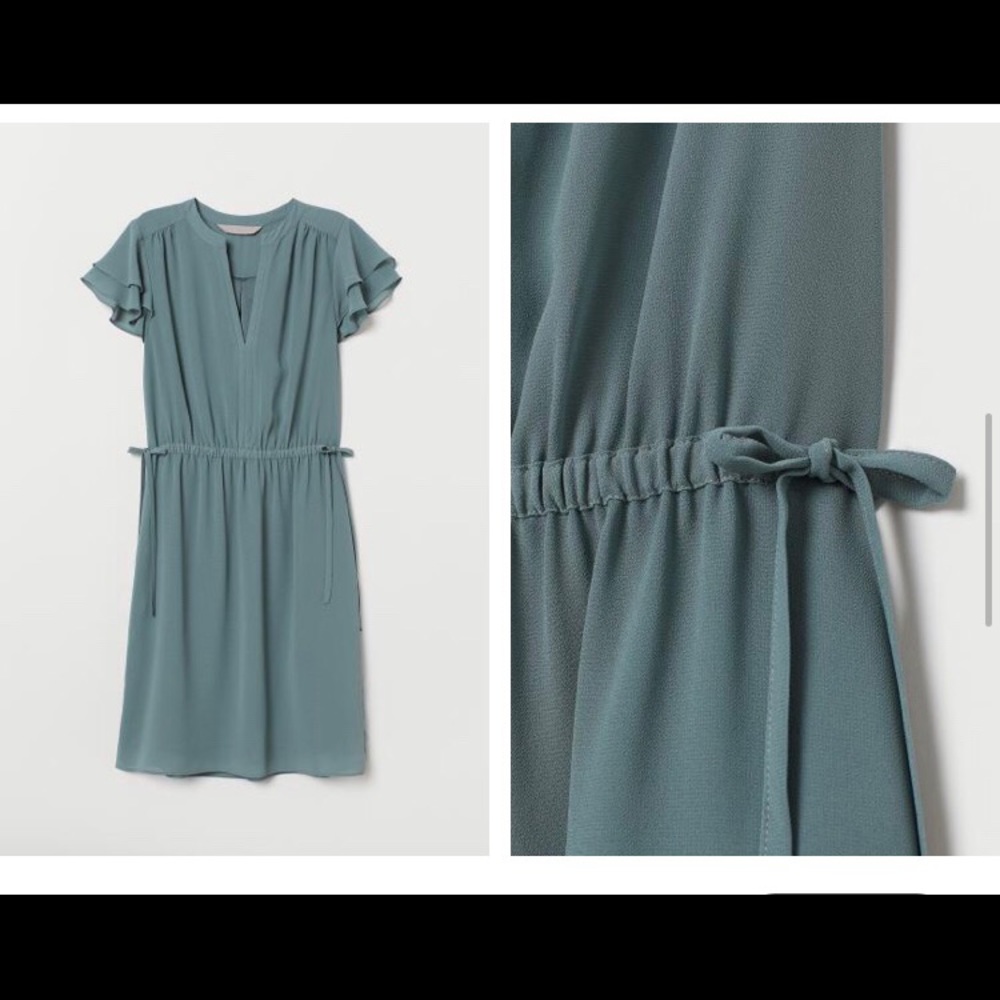 Beautiful Olive/Sage Green Ruffle Dress - Picture 2 of 6